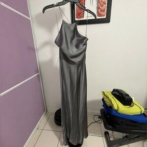 Zara Silver Midi Satin Dress